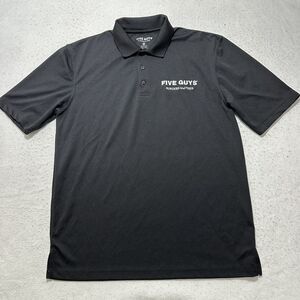 Five Guys Burgers & Fries Men's Medium Short Sleeve Black Polo Shirt Employee